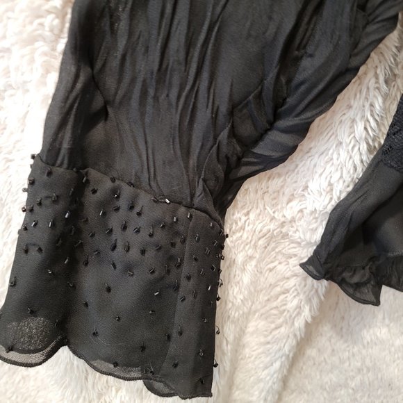 Sunny Taylor - Black Peasant Blouse with Ruffles - Picture 3 of 4